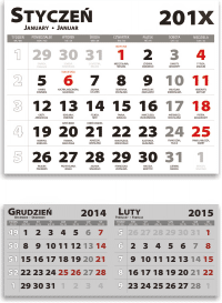 Kalendrar 2 - 285x220 och 285x125 mm, trespråkig med namndagar och helgdagar