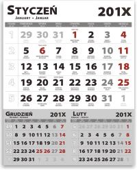 Kalendrar 1 - 285x335 mm, trespråkig med namnsdagar och helgdagar