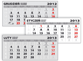 Kalendrar för trefaldiga kalendrar